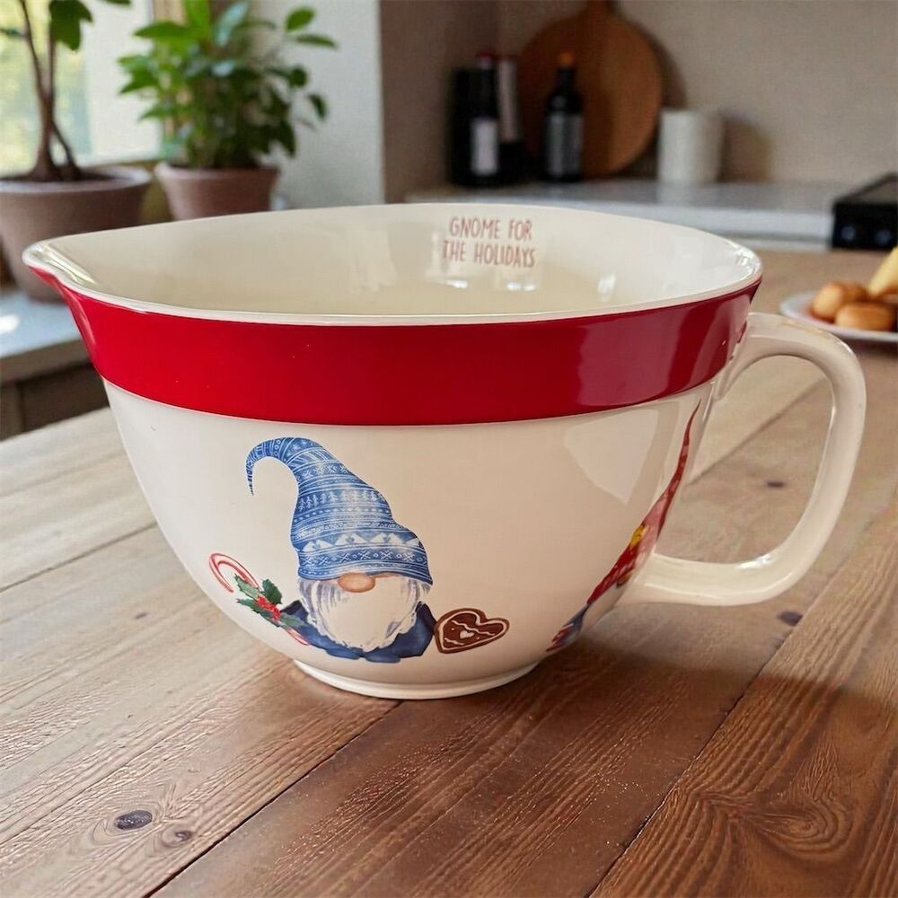The Bake Shop "Gnome for the Holidays" Ceramic Batter Bowl Multicolor